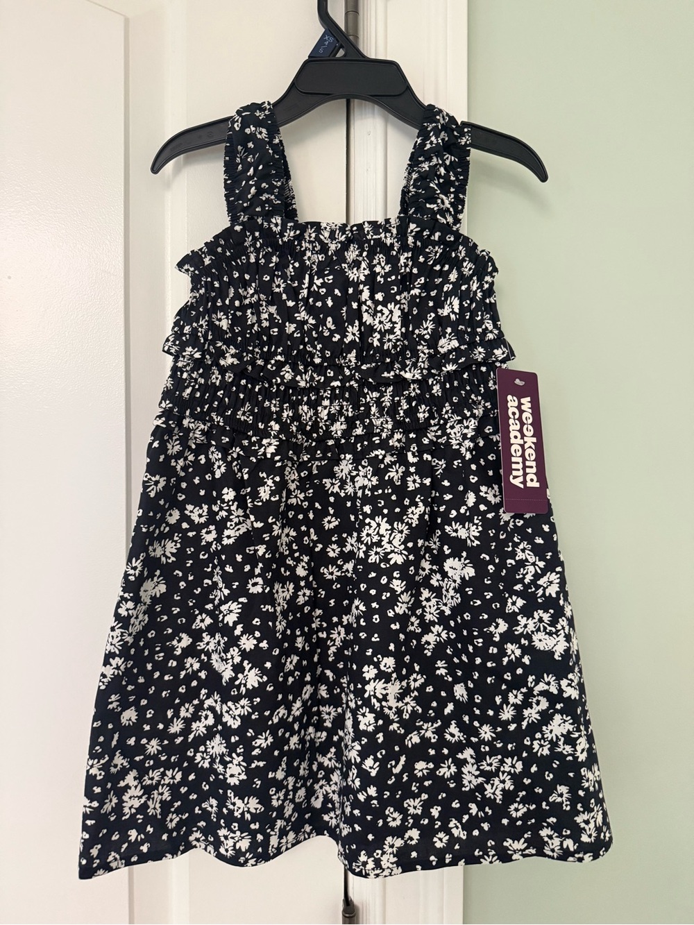 Girls' Black & White Floral Sundress